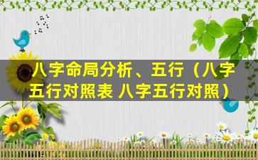 八字命局分析、五行（八字五行对照表 八字五行对照）